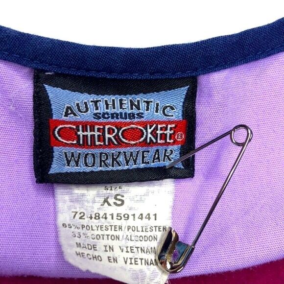 Cherokee Workwear Authentic Scrubs Scrub Top, Short Sleeve Lavender, Size (XS) - Picture 2 of 7